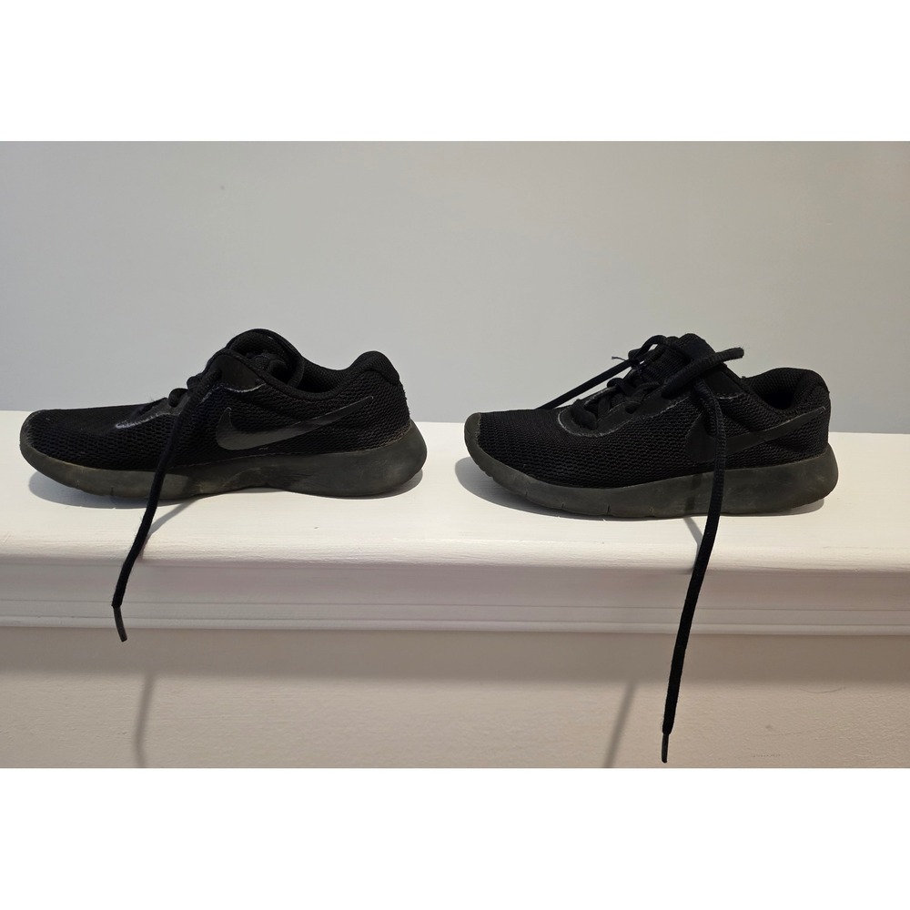 Kid's Nike Tanjun Shoes Black Black Mesh Athletic Sneakers Size 13C Low Top